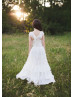 White Lace Ruffle Tiered Country Flower Girl Dress